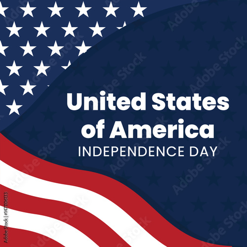 Elegant USA Flag Background Design for Independence Day Celebration in Minimal Flat Style