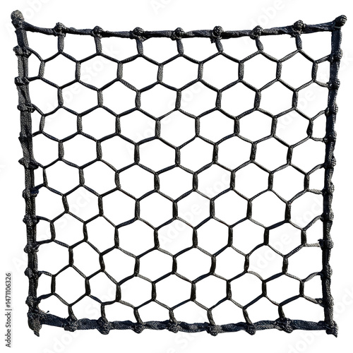 Intricate hexagonal mesh structure, an abstract web of connected shapes and nodes