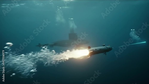Underwater missile launch showcasing advanced military technology from a submarine in action