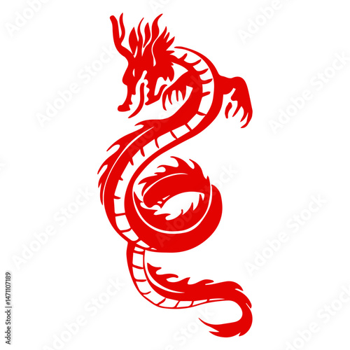 Chinese dragon paper-cut vector illustration