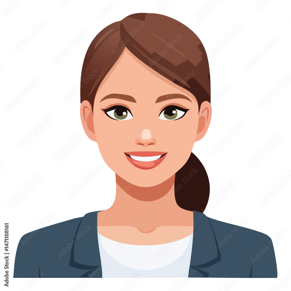 Flat Vector. Portrait of only one Woman. Simple Background. Flat Vector. Portrait of only one Woman. Simple Background.