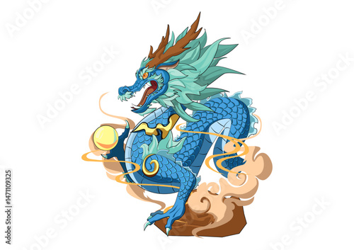 Chinese dragon paper-cut vector illustration