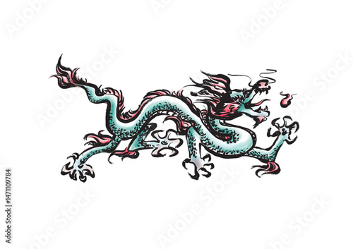 Chinese dragon paper-cut vector illustration