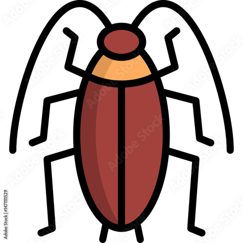 cockroach icon illustration design with filled outline