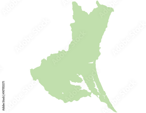 茨城県　地図　黄緑　イラスト