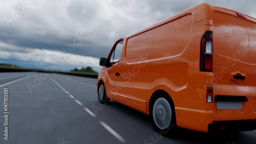 3d minibus is traveling on the highway