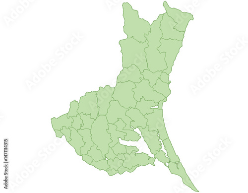 茨城県　地図　黄緑　イラスト