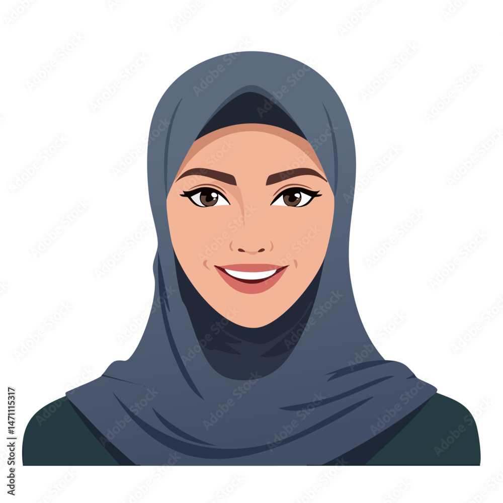 Naklejka premium Flat Vector. Portrait of only one Woman. Simple Background.