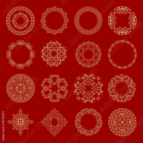 circle frame with Turkish floral ornaments