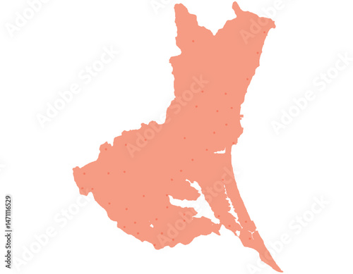茨城県　地図　赤　斑点　イラスト