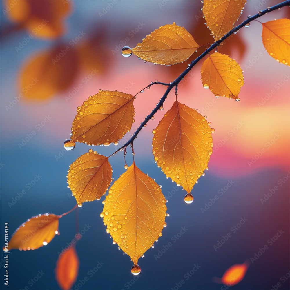 Obraz premium Autumn leaves on blue sky background