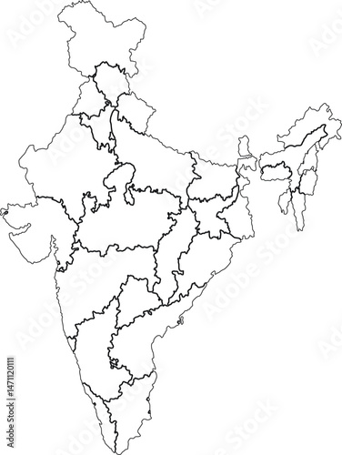 outline map of india on white background