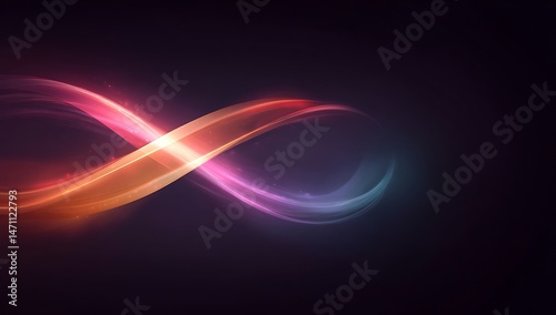 Glowing Infinity Symbol Abstract Art Design with Orange and Purple Light Trails