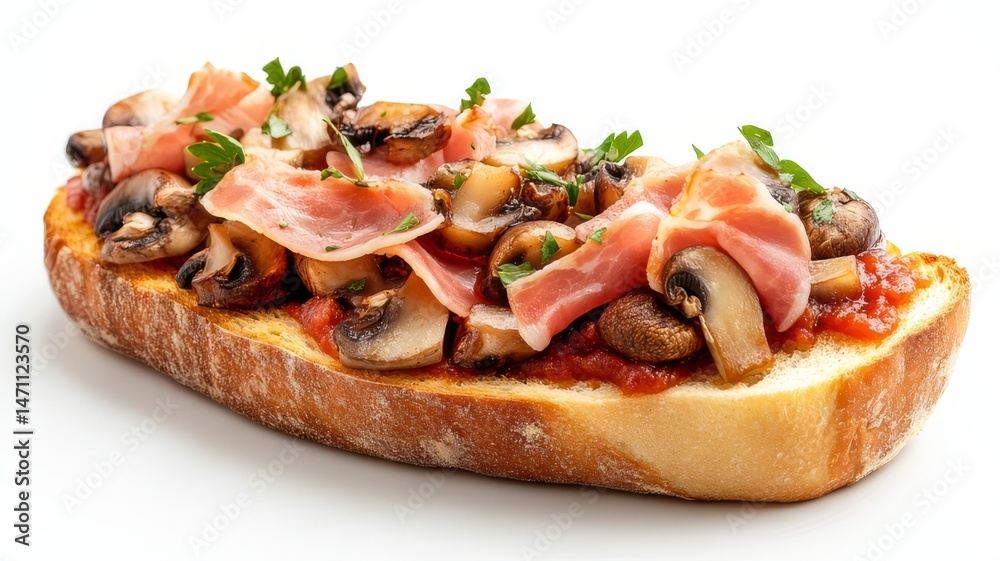 Gourmet Bruschetta with Prosciutto and Fungi Gourmet Bruschetta with Prosciutto and Fungi
