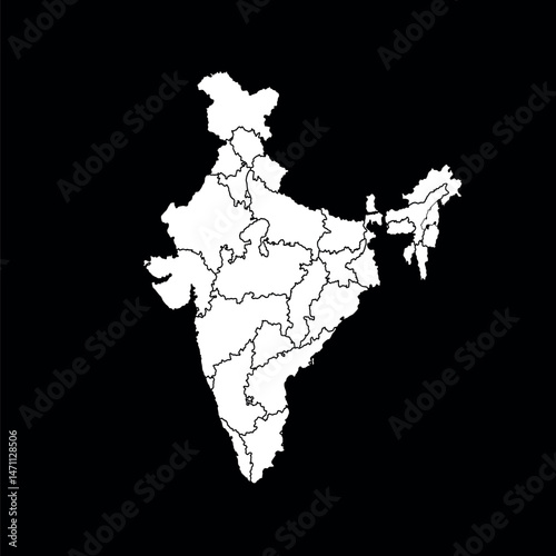 vector india map on black background