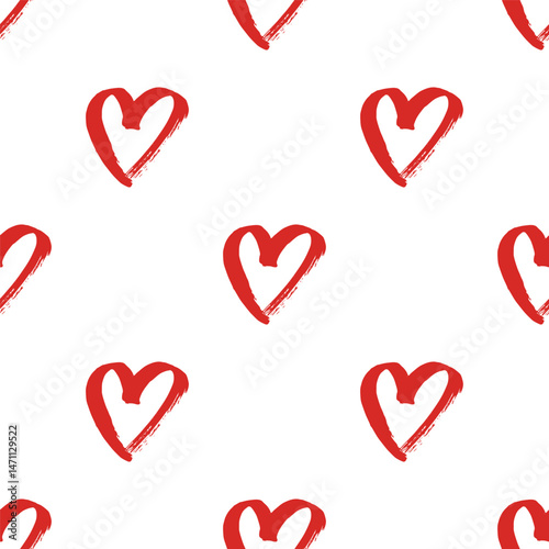 Seamless pattern with hand drawn heart doodle for decorative print, wrapping paper, greeting cards and fabric