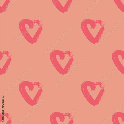 Seamless pattern with hand drawn heart doodle for decorative print, wrapping paper, greeting cards and fabric