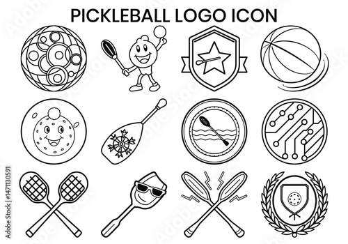 Pickleball Logo icon Vector Silhouette Bundle 