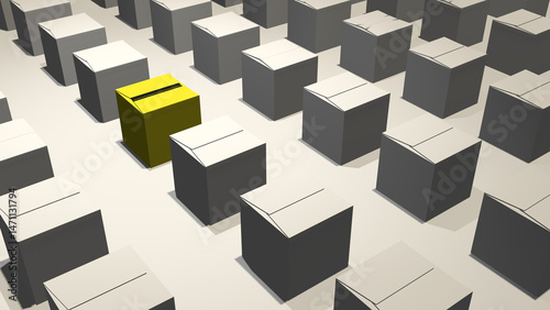 3d render of yellow box in the middle of gray box seamless style 