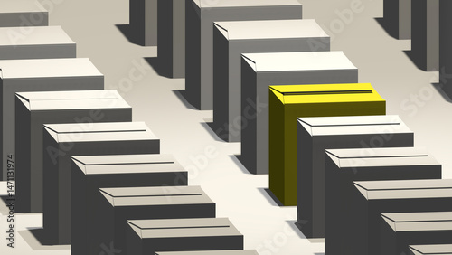 3d render of yellow box in the middle of gray box seamless style 