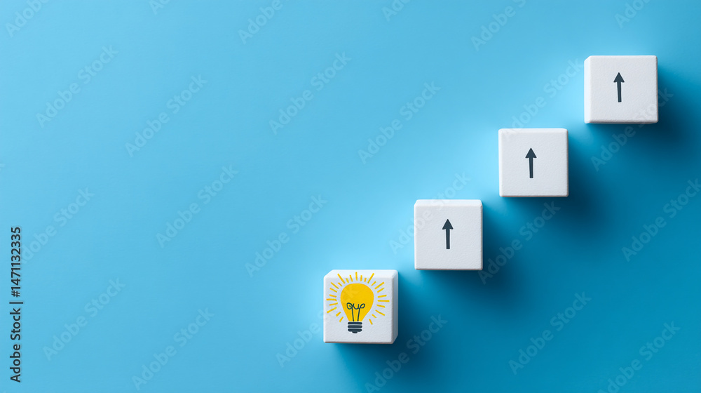 Idea Generation and Growth Concept with Lightbulb and Up Arrows Idea Generation and Growth Concept with Lightbulb and Up Arrows