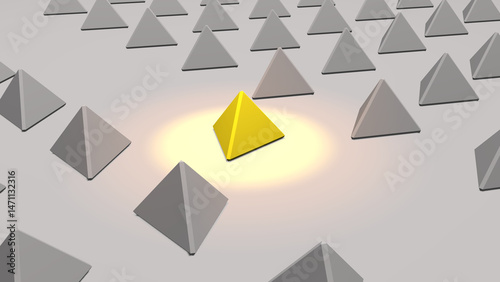 abstract one yellow triangle in the many of gray triangle seamless style background
