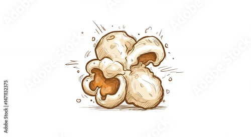 Popped popcorn kernel illustration