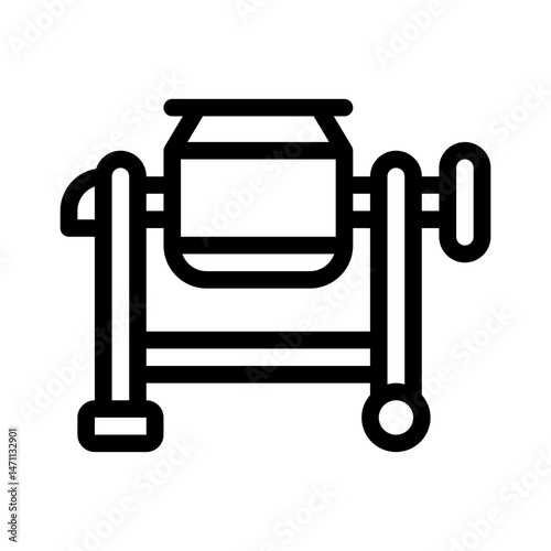 concrete mixer line icon