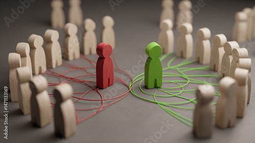 Two Leaders and Their Separate Teams Network Concept