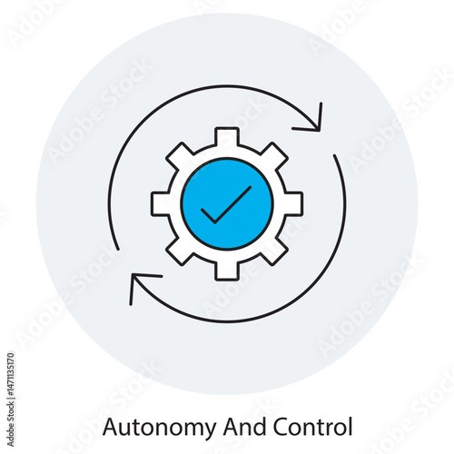 Autonomy and Control icon, Empowered Decisions Balancing Autonomy and Control, Mastering Independence Strategies for Effective Self-Management, vector