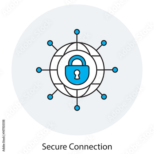 Secure Connection icon, Fortifying the Web  Building a Secure Connection Every Time, Encrypted and Protected The Power of a Secure Connection, vector
