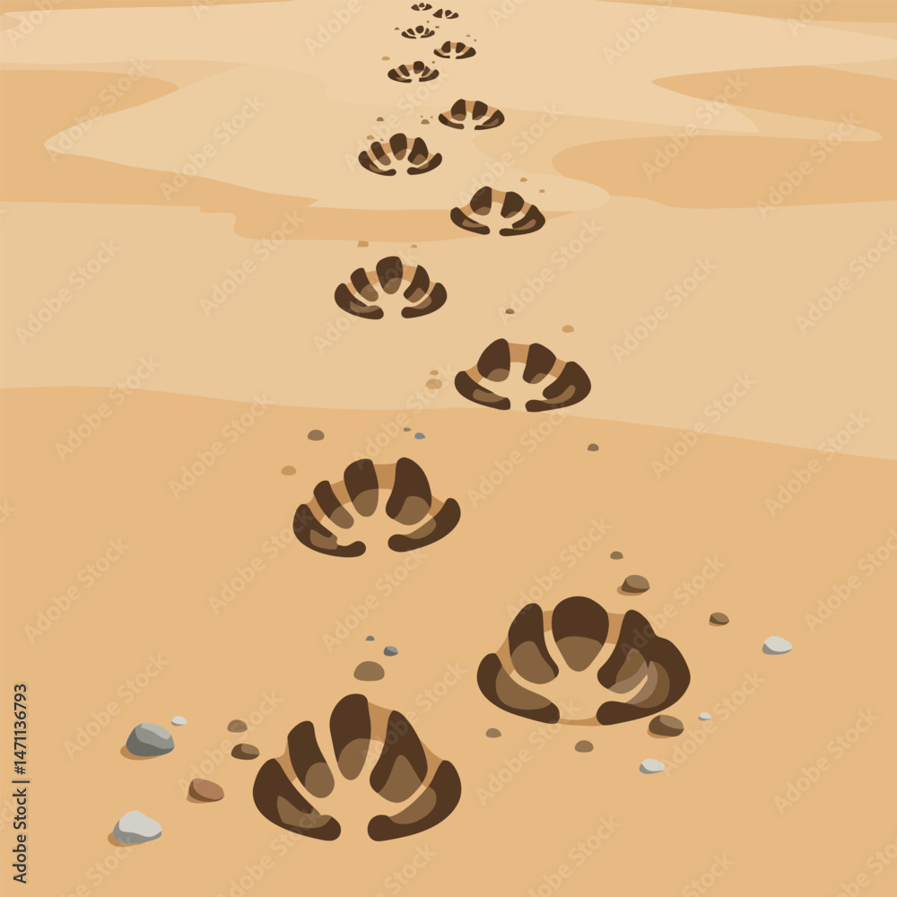 Obraz premium Following Animal Tracks Across Tan Sand in a Desert Landscape