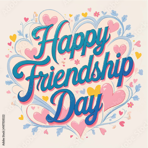 Happy friendship day celebration with a vintage design, offering a percent off sale sticker for a fun friendship day party