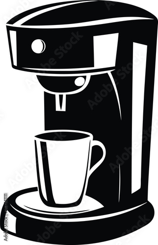 Modern and Stylish coffee maker with a coffee cup silhouette vector illustration, coffee maker with a coffee cup line art vector, coffee maker with a coffee cup graphic resource design