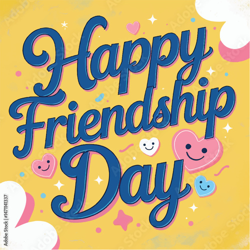 Vector illustration of colorful friendship day lettering design for a happy day sale sticker.