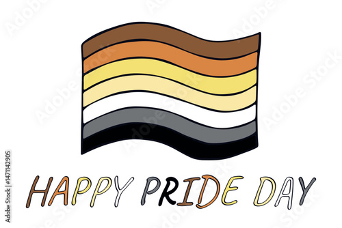 Colorful Bear brotherhood pride flag Happy pride day LGBTQ community Pride Month Vector hand drawn doodle for posters, stickers, logo, cards