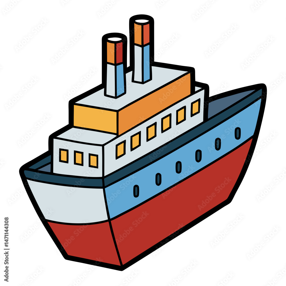 Obraz premium Cargo Ship Vector , Colorful Marine Transport Vessel Illustration