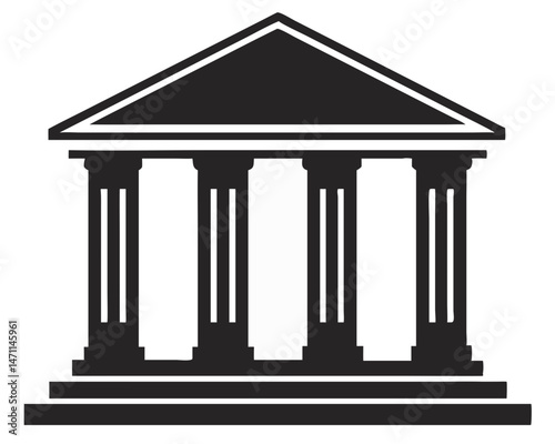 Simple vector icon representing a bank building with columns and classic architectural design
