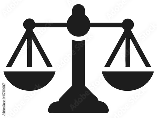 Black silhouette design of a classic balance scale symbol for justice and financial equality