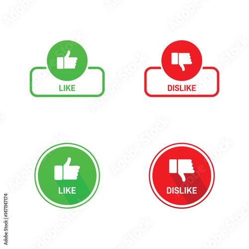 like and dislike red and green premium vector design