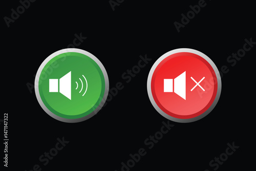 sound on and off vector design red and green colour