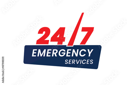 24/7 hours emergency service red and blue colour
