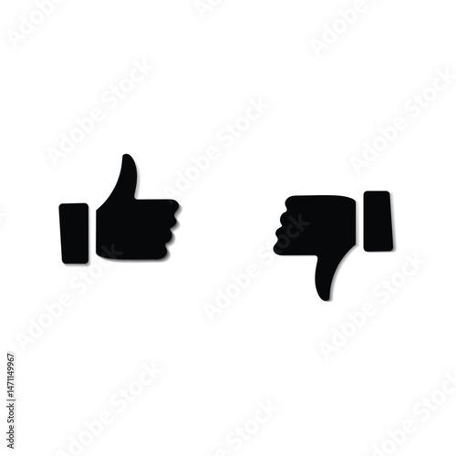 Like and Dislike Black Colored Icons
