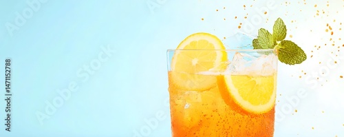 Relaxing summer beverage close-up photography of a refreshing drink in bright colors
