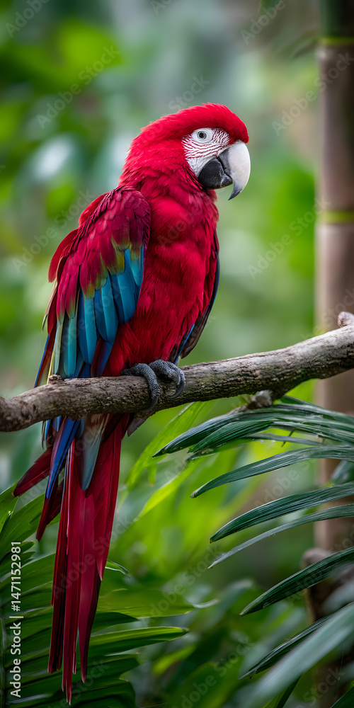 Obraz premium Vibrant Parrot Perched in Tropical Paradise