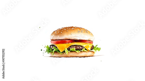 Close-up of delicious burger fast food photography showcasing tasty indulgence