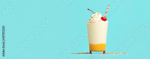 Delicious tropical drink with cherry bright background food photography refreshing vibe