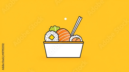 Sushi delight vibrant japanese cuisine culinary art illustrative design bright background
