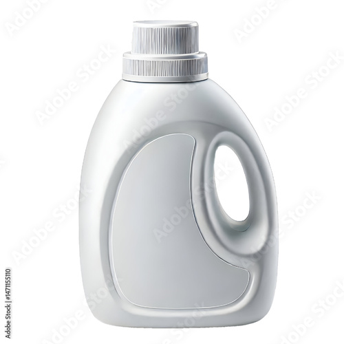 Empty white plastic detergent bottle