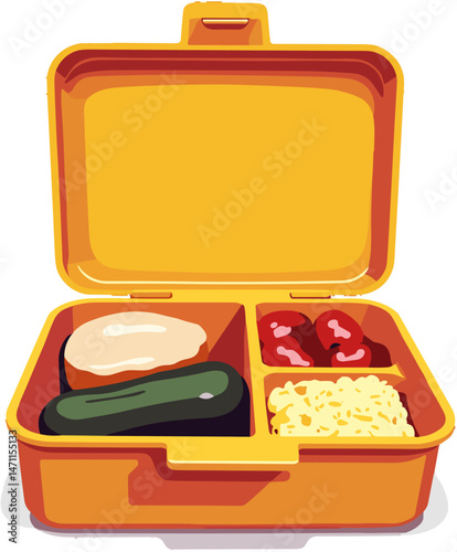 Colorful lunchbox with food compartments, eco-friendly design